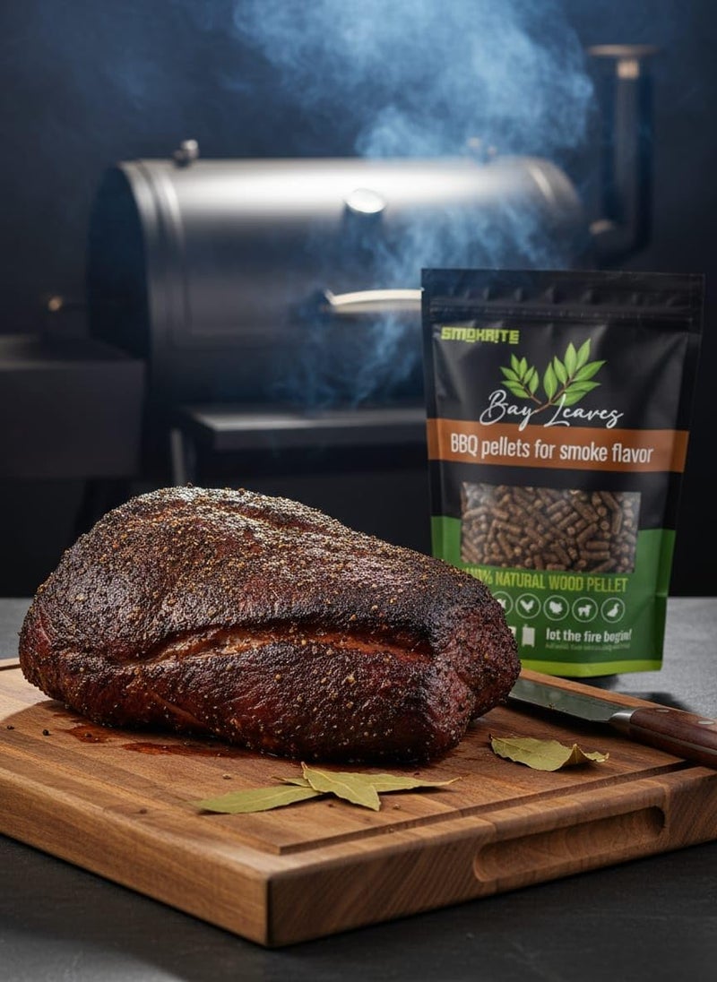 SMOKRITE : Bay Leaves Wood Pellets for Smoker Grills, All 100% Natural Hard Wood BBQ Pellets for Outdoor Grills, Smoke, Roast, Burns Up to 30 Hours of Smoking 0.5 kg - Image 5